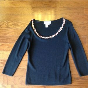 Black Joseph A. 3-quarter length sleeve sweater